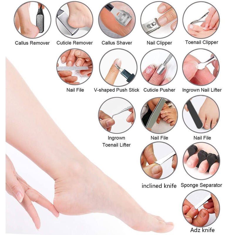 36 in 1 Pedicure Kit, Professional Pedicure Tools Foot Rasp