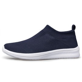 vibdiv Lightweight Womens Shoes Slip on Sock Sneakers Flat Athletic Walking Jogging Shoes Drak Blue 11.5
