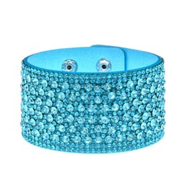 Fuqimanman2020 Bangle Leather Bracelet Fashion Rhinestone Wide Edge Bracelet for Women Boho Charm Wrap Cuff Bangle Bracelet Christmas Birthday Jewelry Gift-blue