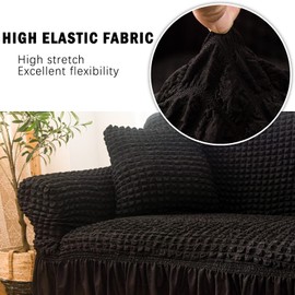 Jeloris Stretch Armchair Slipcover Easy Fitted Sofa Couch Cover with Skirt, Durable Washable Universal High Elastic Furniture Protector for Kids, Pets (Small, Black)