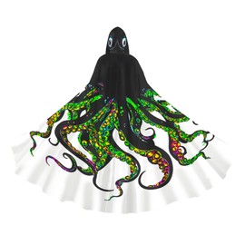Zntuv Octopus Tentacles Hooded Cloak for Men Women Robe Cape with Hood Medieval Cosplay Wizard Witch Costumes