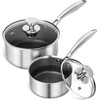 MICHELANGELO Stainless Steel Saucepan Set 1QT & 2QT, Premium Triple