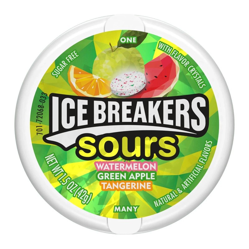 ICE BREAKERS Sours Green Apple, Tangerine and Watermelon Flavored Sugar