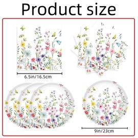 40 Pcs Wildflower Party Supplies Paper Plates and Napkins Disposable Spring Floral Baby Shower Birthday Tableware Decorations for Spring Summer Picnic Wedding Tea Party, Serve 20 Guests