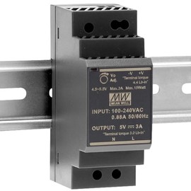 WITTKOWARE HDR-30-5 DIN Rail Power Supply for 35 mm DIN Rail, Universal Input, Output: 5 V/DC (Adjustable 4.5 ~ 5.5 V), Max. 3 A