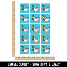 Duck Standing Mallard Solid Temporary Tattoo Water Resistant Fake Body Art Set Collection - 15 2" Tattoos (1 Sheet)