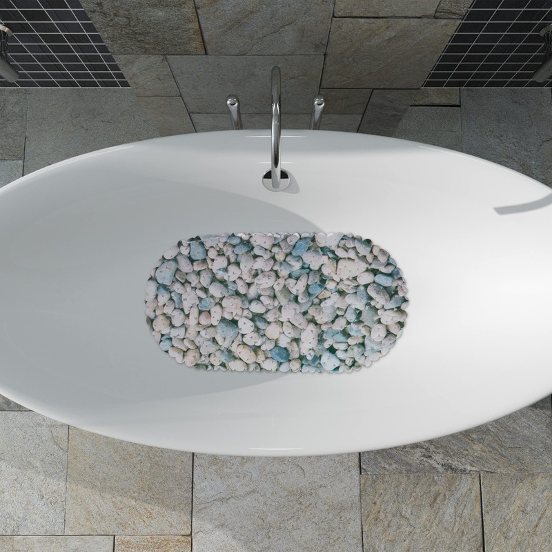 Relaxdays Bath Mat in Stone Look, Non-Slip Bath Mat with