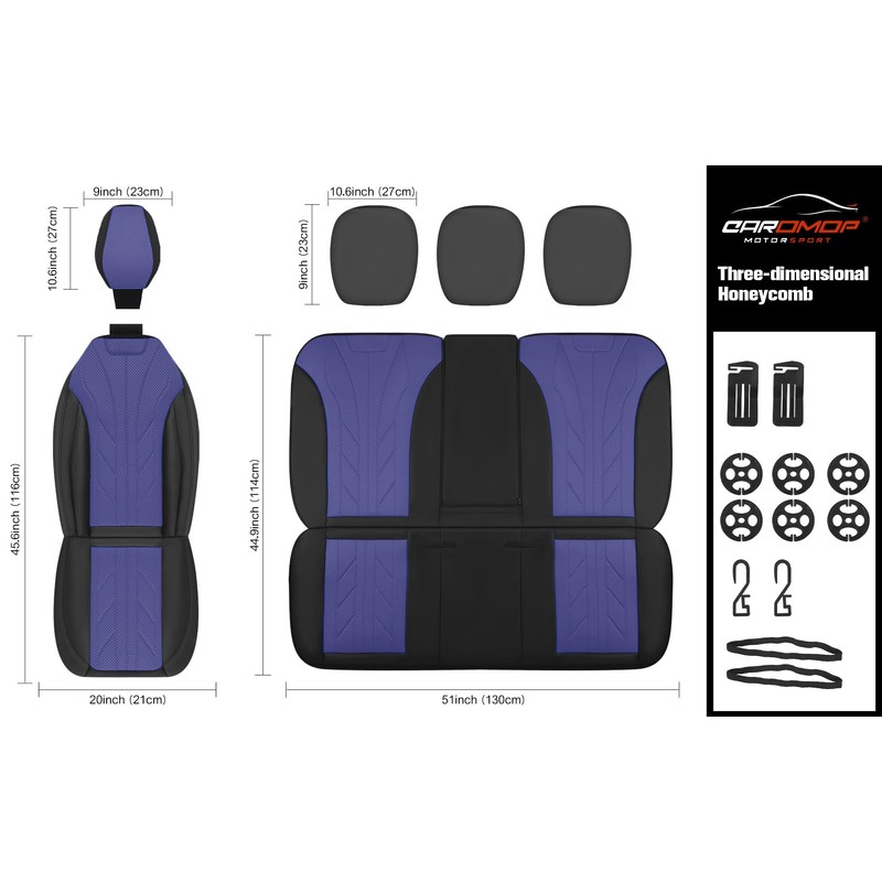 CAROMOP Breathable Cloth Fabric Car Seat Covers 2 Front Seats,Faux