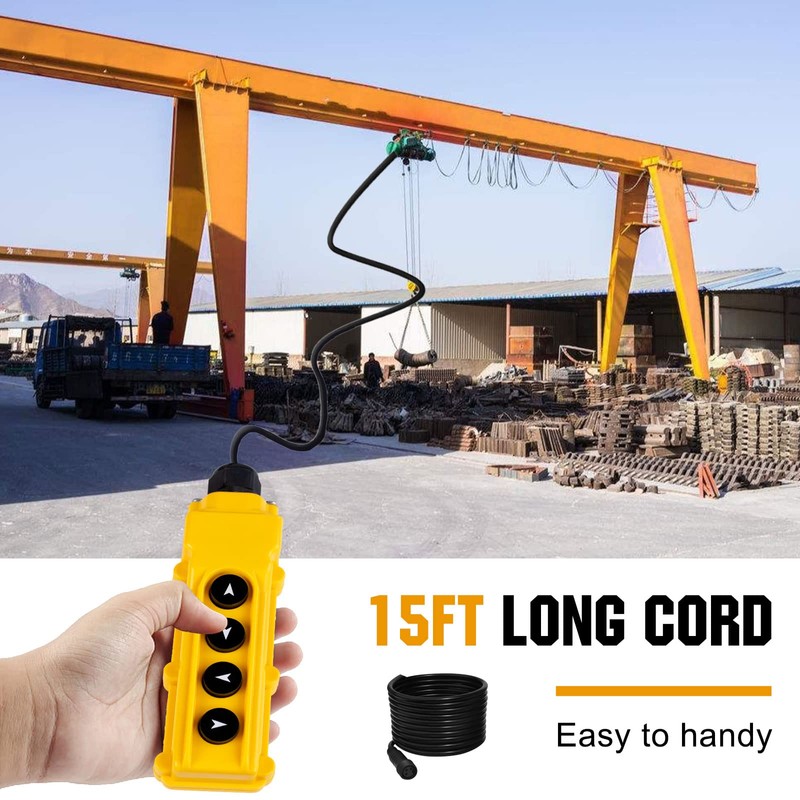 ECO-WORTHY 4 Way Hoist Crane Push Button Switch with 15FT
