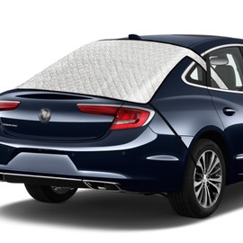 IC ICLOVER Car Rear Windshield Cover, 4-Layer Waterproof Back Window Protector for Ice and Snow Sun UV Rays Dust, Winter Hail Frost Shield, with Windproof Strap - Fits Most Sedans, SUV | Medium