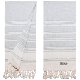 DEMMEX (Set of 2) 100% Certified Organic Cotton Turkish Hand Towels, Bathroom Hand, Face, Hair, Gym, Kitchen Towel, Dishcloth, Prewashed, Double Tied Tassels, 18x36 Inches (Gray)