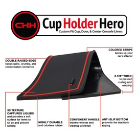 CupHolderHero fits Chevy Corvette Accessories 2014-2024 - Premium Custom Interior Non-Slip Anti Dust Cup Holder Inserts, Center Console Liner Mats, Door Pocket Liners 8pc Set (Red Trim)