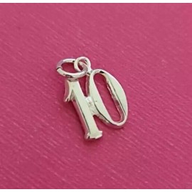 D Number 10 Birthday Anniversary Sports Sterling Silver Small Charm Pendant 925