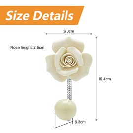 MOROBOR White Flower Ceramic Wall Coat Hook，4pcs 3D Rose-Shaped Chrome Decorative Robe Hook Decorative Flower Wall Mounted Hooks for Hanging Scarf, Bag, Towel, Hat