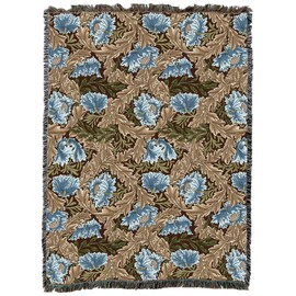 Pure Country Weavers William Morris Wreath Blanket XL - Arts & Crafts - Gift Tapestry Throw Woven from Cotton - Made in The USA (82x62)