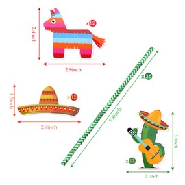 Mexican Party Paper Straw (36Pack), Howaf Mexican Fiesta Biodegradable Paper Drinking Straw Decoration for Mexican Theme Birthday Wedding, Mexican Party Decoration Favor Supplies