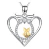 Collar Corazón Buho Graduación Plata 925+ Oro+ Diamante Cz