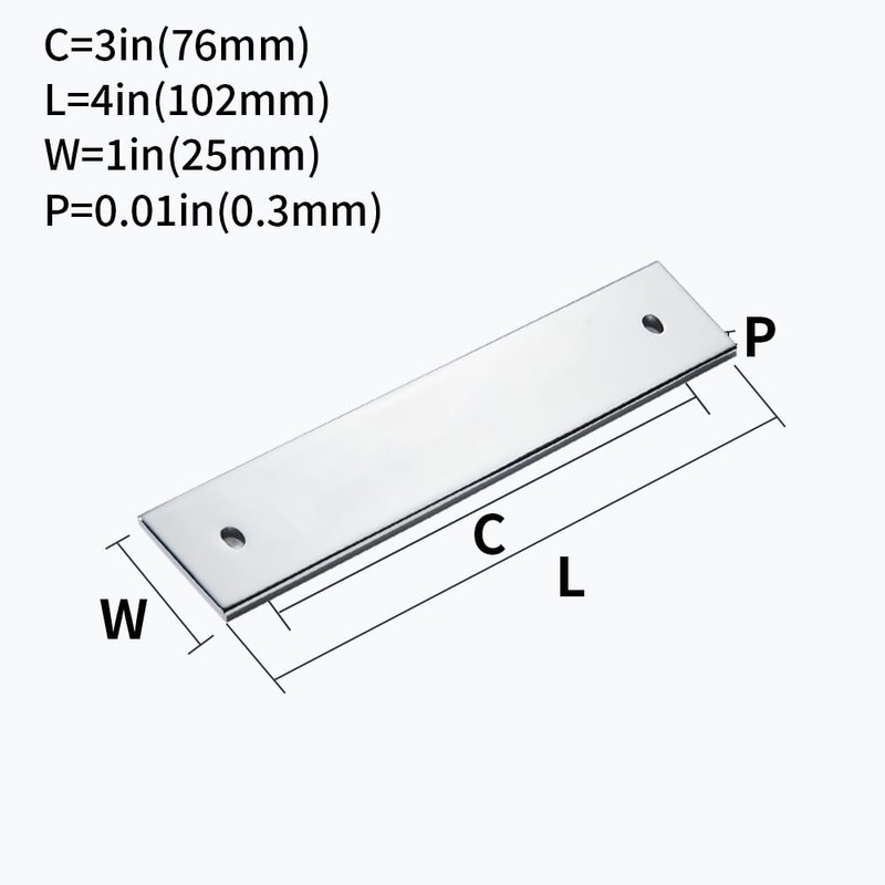khtumeware 5 Pack 4" Square Backplate 3" 76mm Center-Center, Polished