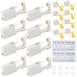 Orglace Ear Piercing Kit,Disposable Ear Piercing Gun with 5mm Cubic Zirconia Star Ear Stud,Clear Piercing Disc for Piercing Bump,At Home Self Ear Piercer Kit (8 Pack)