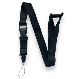 PAC Supplies Global 20mm Black LOOP Clip Lanyard With Detachable Buckle Clip for Gym Key, Badge Pass Holder, USB Flash Drive & More