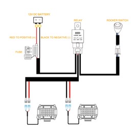 Wiring Harness 2 Lead, Rfroad Lighting 12V LED Light Bar Wiring Harness Kit Fog Light Wiring Harness for LED Light Bars Pod Lights Off Road 40A Relay Fuse Rocker Switch Nylon for Truck UTV ATV Boat