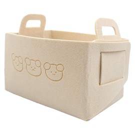 1 x Storage Box, 18 x 13 x 12 cm, Folding Box, Felt Storage Basket, Organiser for Shelves, Cupboards, Home, Office, for Storage and Small Items, Foldable Basket Storage, Felt Box Beige