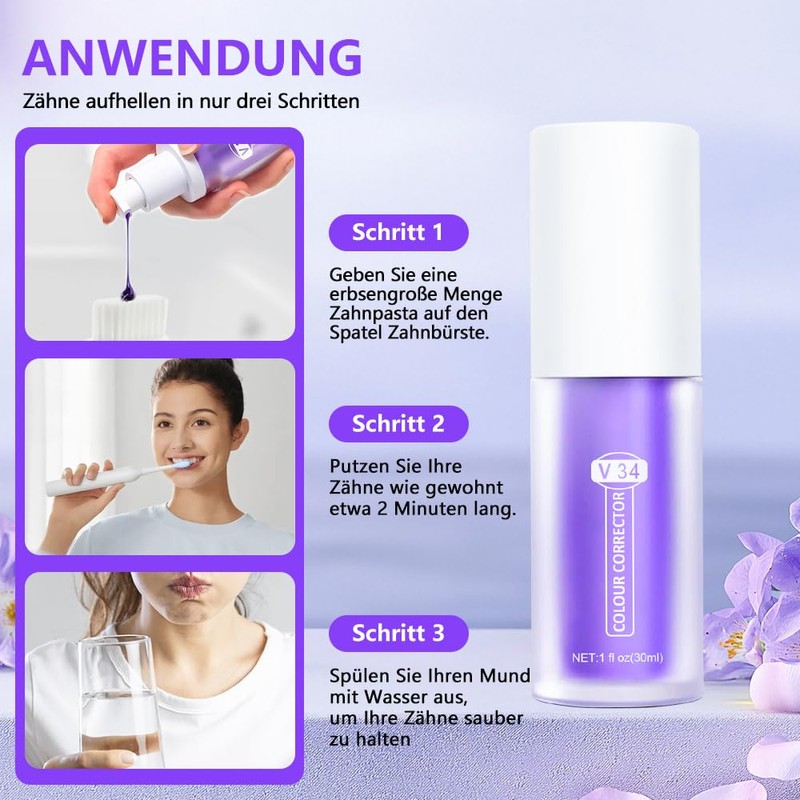 Toothpaste White Teeth, Purple Teeth Whitening Toothpaste, Gum Removal, Gum