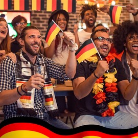 KUMSODE Pack of 20 Small Germany Flag, German Mini Hand-Held Flags for Fans Football Euro Euro Home Garden Party Bar Decoration - 14 x 21 cm