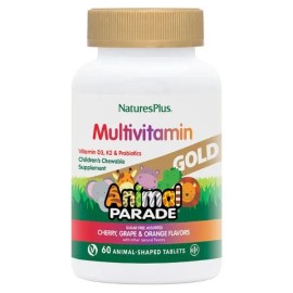 Nature's Plus Animal Parade Gold Assorted Cherry Orange grape 60 animal tabs