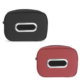Car Tissue Box Holder 2-Pack, Faux Leather, 7.2x5.1 Inch, Wine Red and Black, Zipper Closure