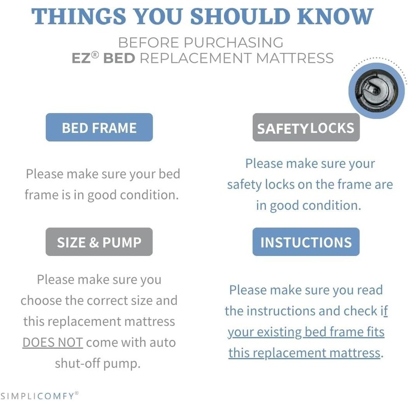 Simpli Comfy Twin Replacement Air Mattress with Built-in Pump –