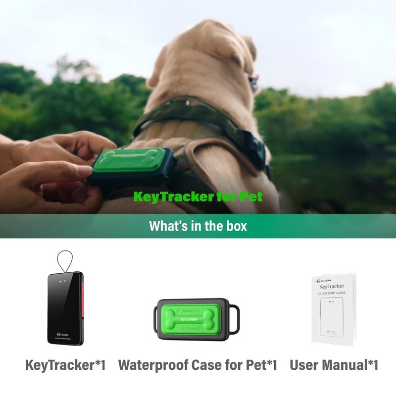 GlocalMe KeyTracker GPS Tracker for Dogs, Global Unlimited Range Pet