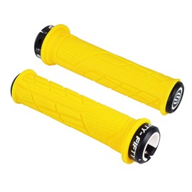 FIFTY-FIFTY MTB Grips, Bicycle Grips Made of Non-Slip Rubber, Single Lock-on Bicycle Grips / Handlebar Grips MTB for Mountain Bike, Enduro, Downhill, Trail, E-Bike (Yellow)