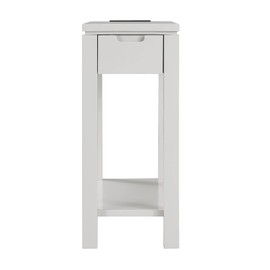 Leick Home 9080-GR Cade Wood Side Table with Drawer and AC/USB Outlet, Gray