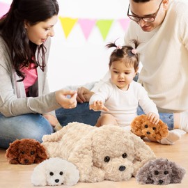 MorisMos Giant Dog Teddy Stuffed Animal, 60cm Large Mom Dog with 4 Baby Inside, Kawaii Dog Plush Soft Toy Big Fluffy Puppy Teddy Presnent for Kids Girlfriend Birthday Deco