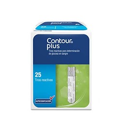 Contour Plus Tiras Reactivas Para Determinación De Glucosa En Sangre De 25´S, Color, 25 Count, Pack Of/Paquete De