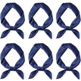 Glamorstar Satin Neck Scarf 6 Packs Square Handkerchief for Women (6 Packs - Navy, One Size)