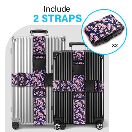 Luggage Straps for Suitcases TSA Approved, Luggage Identifiers for Suitcase, Adjustable Suitcase Strap for Baggage Security with Cute Patten, Travel Necessary Accessories (Anime Sakura)