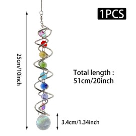 Pine & Linen 20inch Decorative Gazing Ball Wind Spinner,Spiral Tail Wind Spinner Rainbow Maker,Crystal Sun Catcher for Outdoor Decoration/Garden/Wedding Birthday Gifts(Colorful)