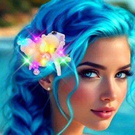 GRAEEN Starfish Hair Clips Mermaid Seashell Hair Barrettes Pearls Under The Sea Hair Accessories for Women (Colorful)