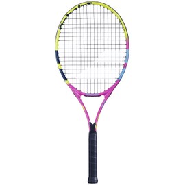 Babolat Nadal 19 Inch Jr Tennis Racquet (Rafa 2nd Gen) Bundled w a Tennis Backpack (White/Blue/Pink)