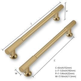 CABDM 2 Pack 6inch(152mm) Center to Center Champagne Bronze Cabinet pulls Solid Heavy-Duty Kitchen Cabinet Handles Drawer Pulls Cupboard Hardware for Cabinets