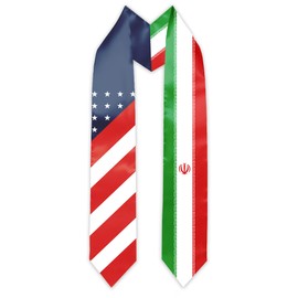 Iran Flag and USA Country Flag Graduation Stole Graduation Sash Scarf Graduation Gift for International Student Abroad Adult Unisex
