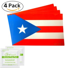 Spy Spot Puerto Rico Flag Stickers | Set of 4 | 4" x 2.5" | Decals UV Resistant Weatherproof Laminate Vinyl