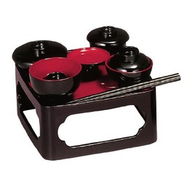 サンメニー 本格 ミニ 仏膳 6.5寸 仏壇用 山中漆器 日本製 お霊供膳 お供え膳 セット 仏具 仏膳セット 仏膳器 仏膳台 現代 仏壇 仏具小物 黒 毎日のお供え お参りに 手元供養 ペット 供養 小さな スペース にも 飯碗 汁椀 平椀 壺椀 高月 幅22.5×長さ19.5×高さ12.5cm [Sunmany]