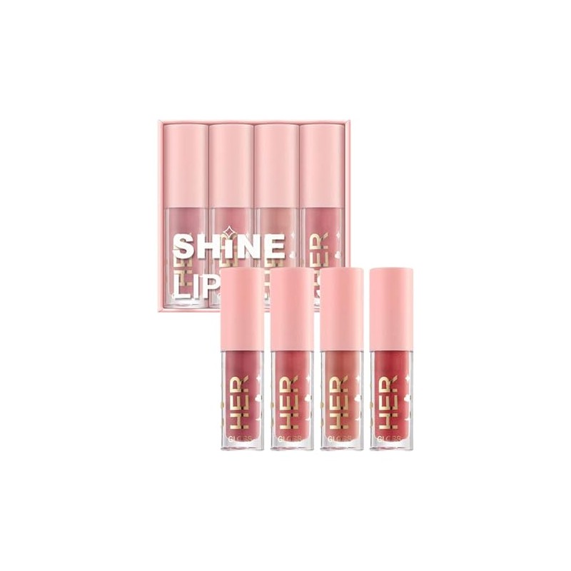 Brillos De Labios Hidratante 4PCS Nude Lip Gloss Líquido Lápiz