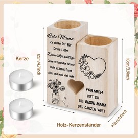 Muttertagsgeschenke Geschenke für Mama Frauen, Muttertagsgeschenk Personalisiert Kleine Kerzenhalter Geschenke von Tochter Sohn, Mama Oma Geschenk für Muttertag Weihnachten Geburtstag