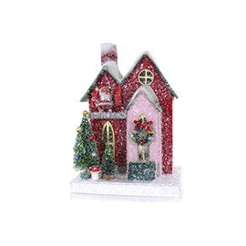 Cody Foster & Co 7.25" Red and Pink Petite Christmas Village Chateau House with Santa