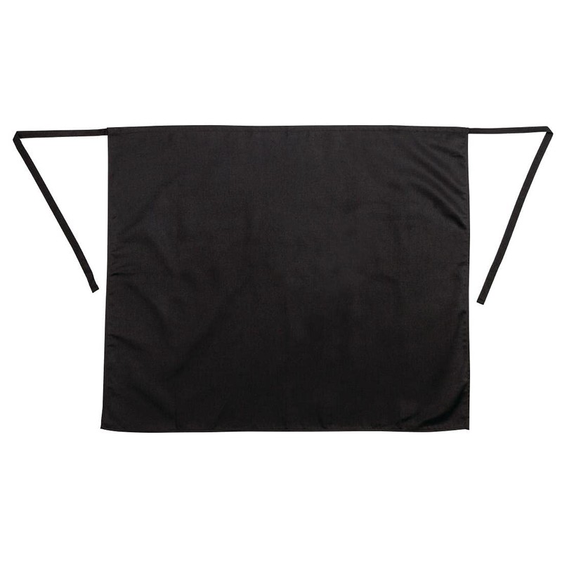Whites Chefs Clothing Regular Waist Apron, Black, Material: Polycotton, Measurements:
