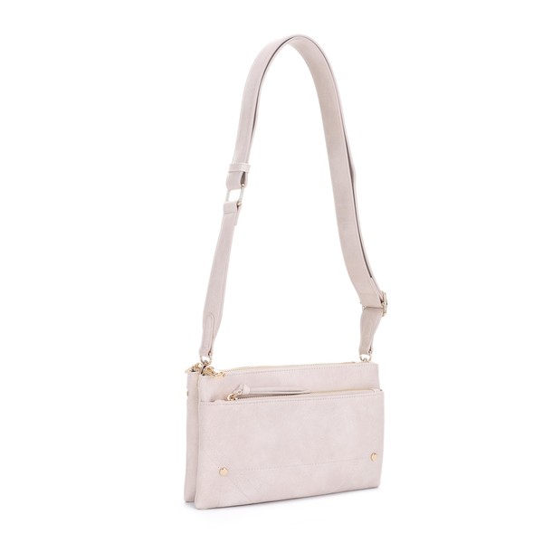 Isabelle Two-Tone Multi-Compartment Crossbody Bag with Adjustable Detachable Strap, Gold